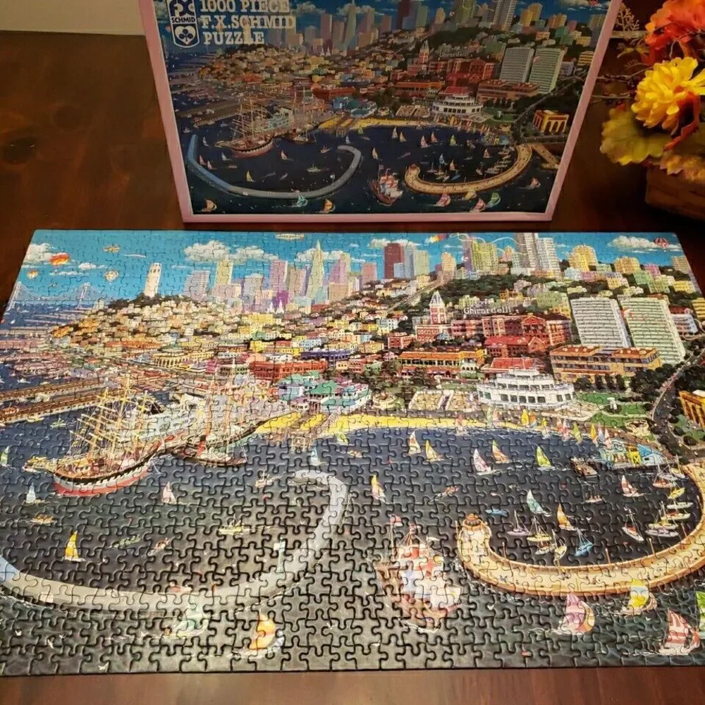 FX Schmid 1000 Piece Jigsaw Puzzle San Francisco Bay Skyline California COMPLETE
